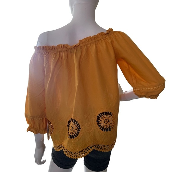 StoryOn Crochet Off Shoulder Frill Trim Top Yellow! - Picture 9 of 10